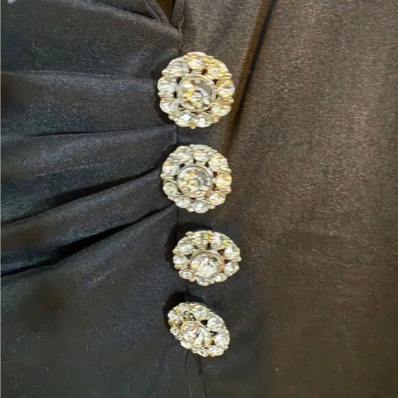 Dressbarn Collection Black Fit & Flare Dress w/ Crystal Buttons – Size 12 - Picture 12 of 12